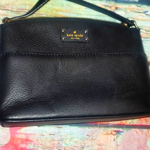 Kate spade ♠️  black pebble crossbody used once #lt - Picture 3 of 8